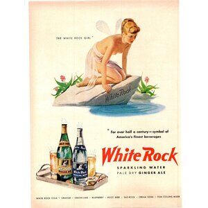 1950 White Rock Sparkling Water Ginger Ale Vintage Print Ad Fairy Wings Wall Art